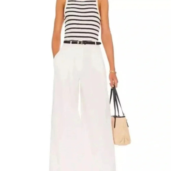 Nili Lotan Dillon Extra Wide-Leg Pants Women's White Size 12 B1024 - Picture 2 of 6